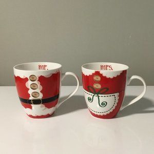 Pfaltzgraff Everyday Mr. & Mrs.  Santa Claus  Christmas Mug Set  2